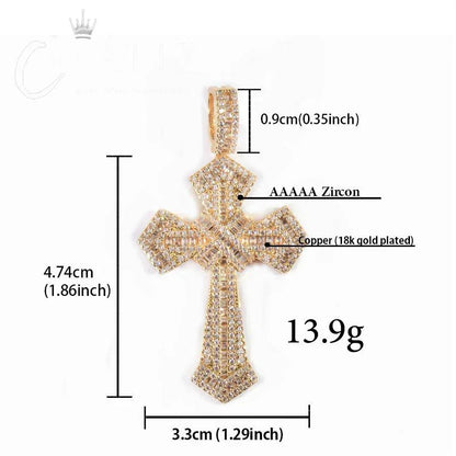 Hip Hop Cross Pendant Necklace | Iced Out Moissanite - CaratixJewelry