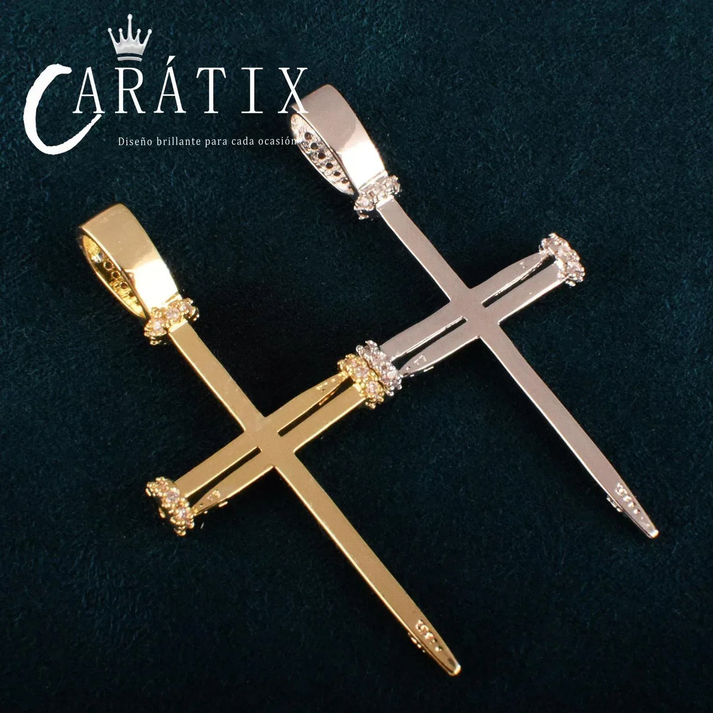 Hip Hop Cross Pendant Necklace | Moissanite Studded Nail Cross - CaratixJewelry