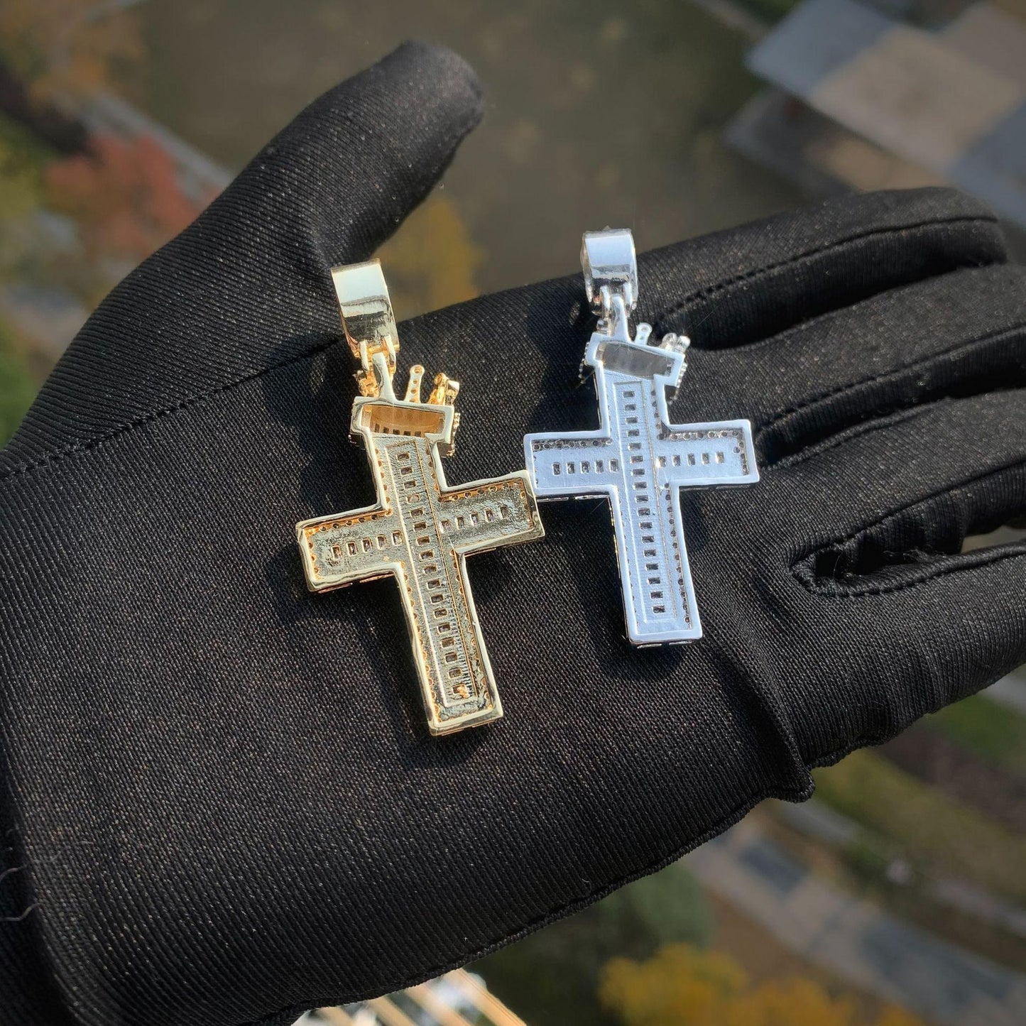 Hip Hop Crown Cross Pendant Necklace | Iced Out Zircon Copper Jewelry - CaratixJewelry
