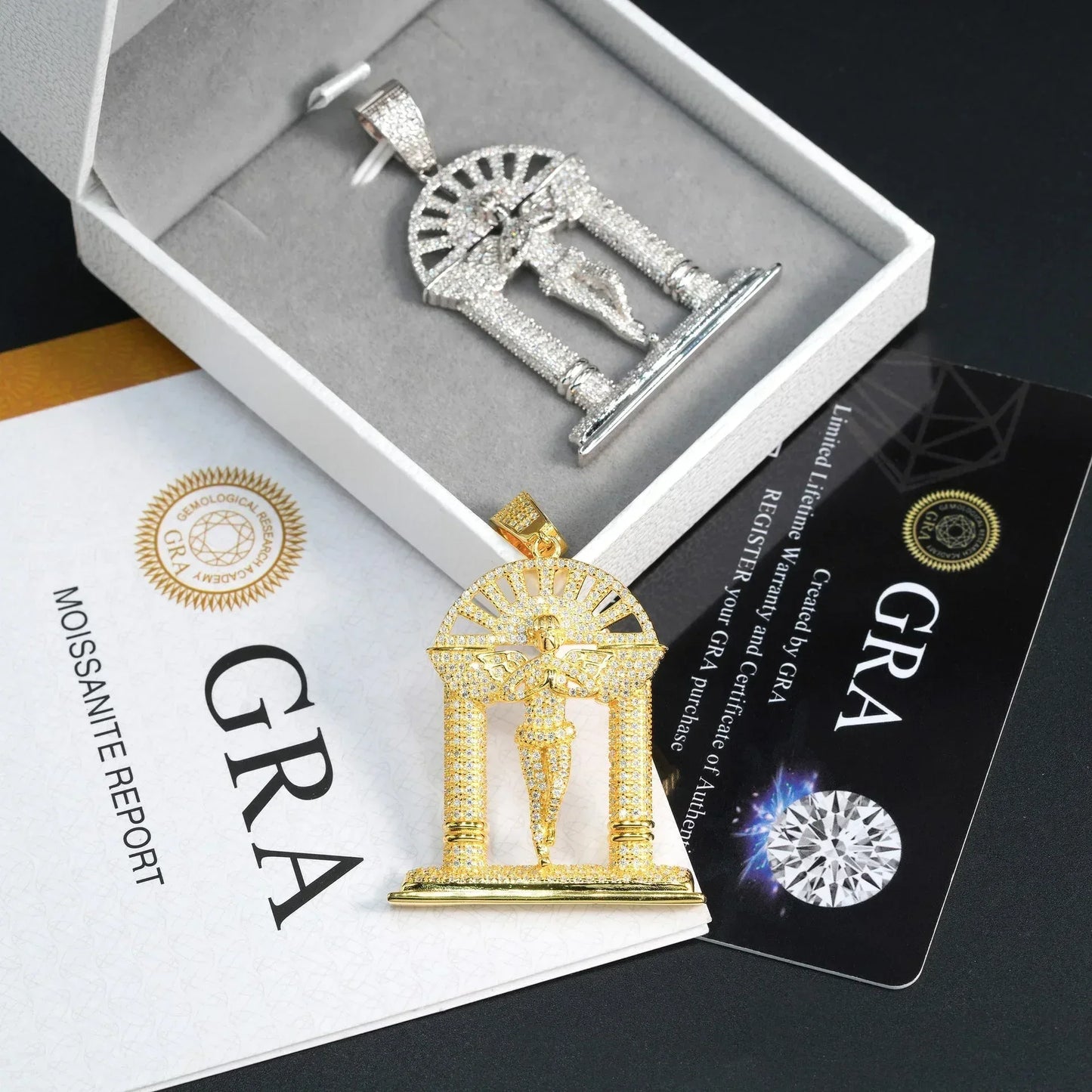 Hip-Hop Fully Iced Moissanite Pendant Necklace – Trendy Street-Style Jewelry, Sparkling S925 Silver Design - CaratixJewelry