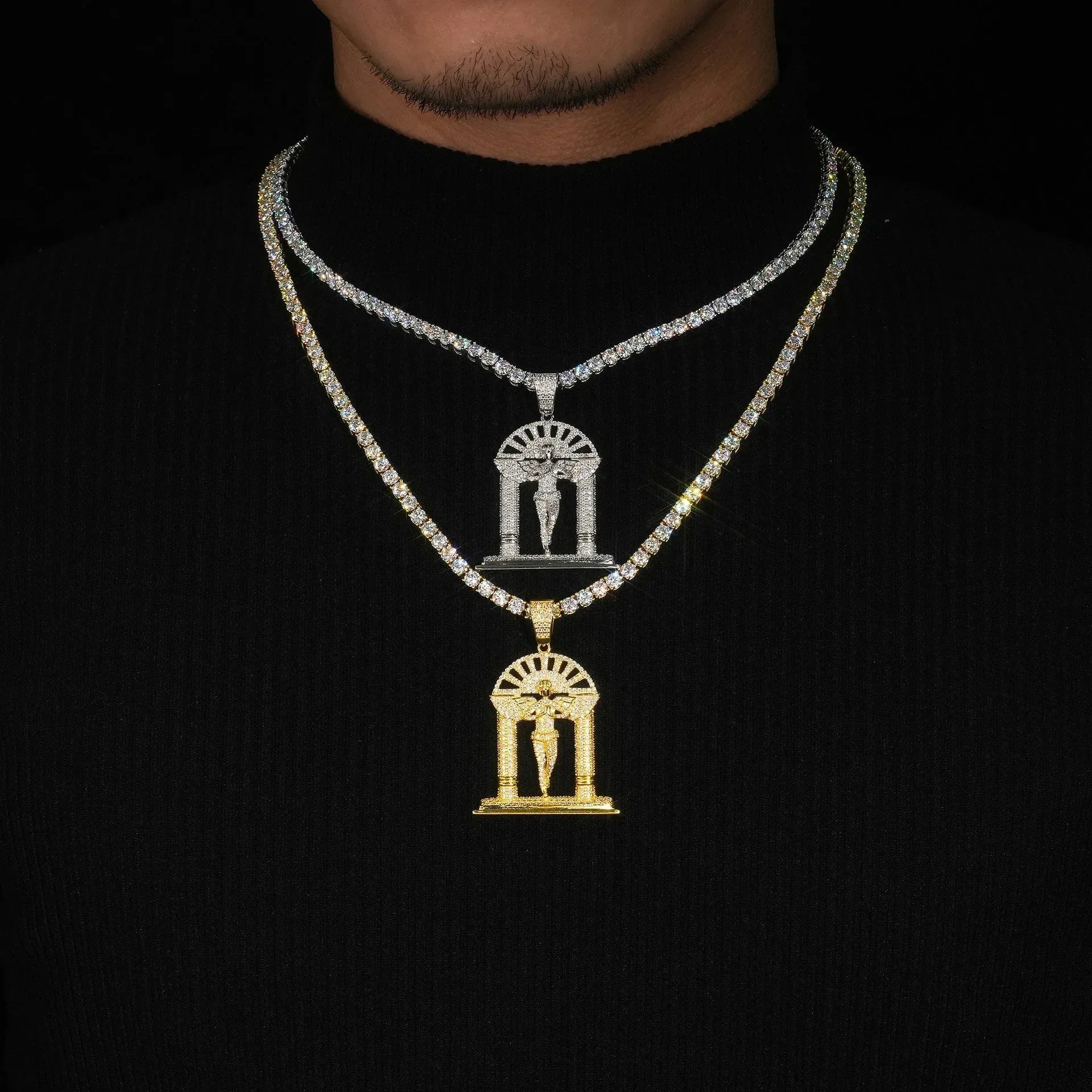 Hip-Hop Fully Iced Moissanite Pendant Necklace – Trendy Street-Style Jewelry, Sparkling S925 Silver Design - CaratixJewelry