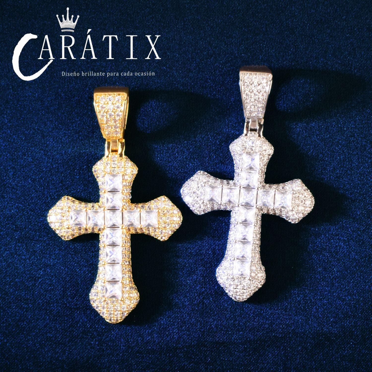 Hip Hop Iced Out Cross Necklace | Big Copper Pendant with Cubic Zirconia - CaratixJewelry