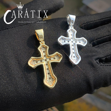 Hip Hop Iced Out Cross Necklace | Big Copper Pendant with Cubic Zirconia - CaratixJewelry