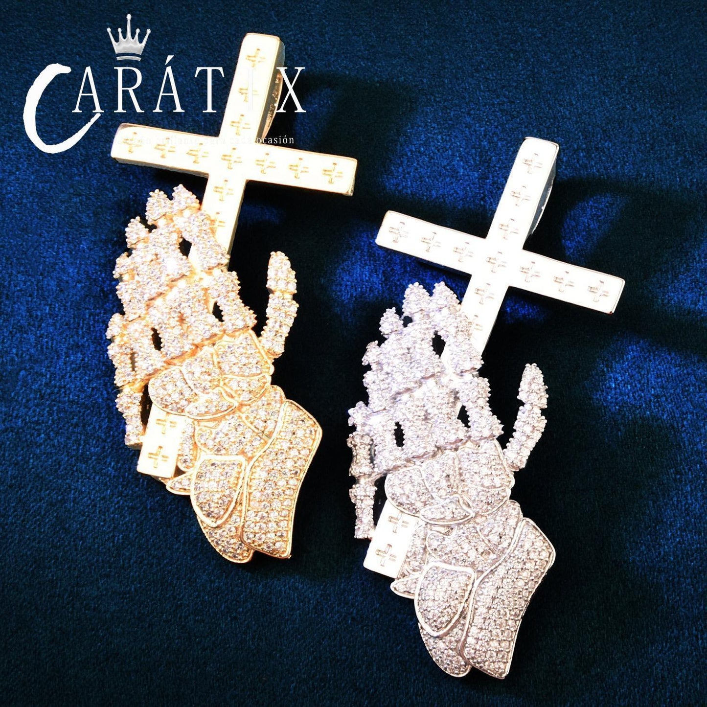 Hip Hop Iced Out Hand Holding Cross Pendant | Unique Trendy Jewelry - CaratixJewelry