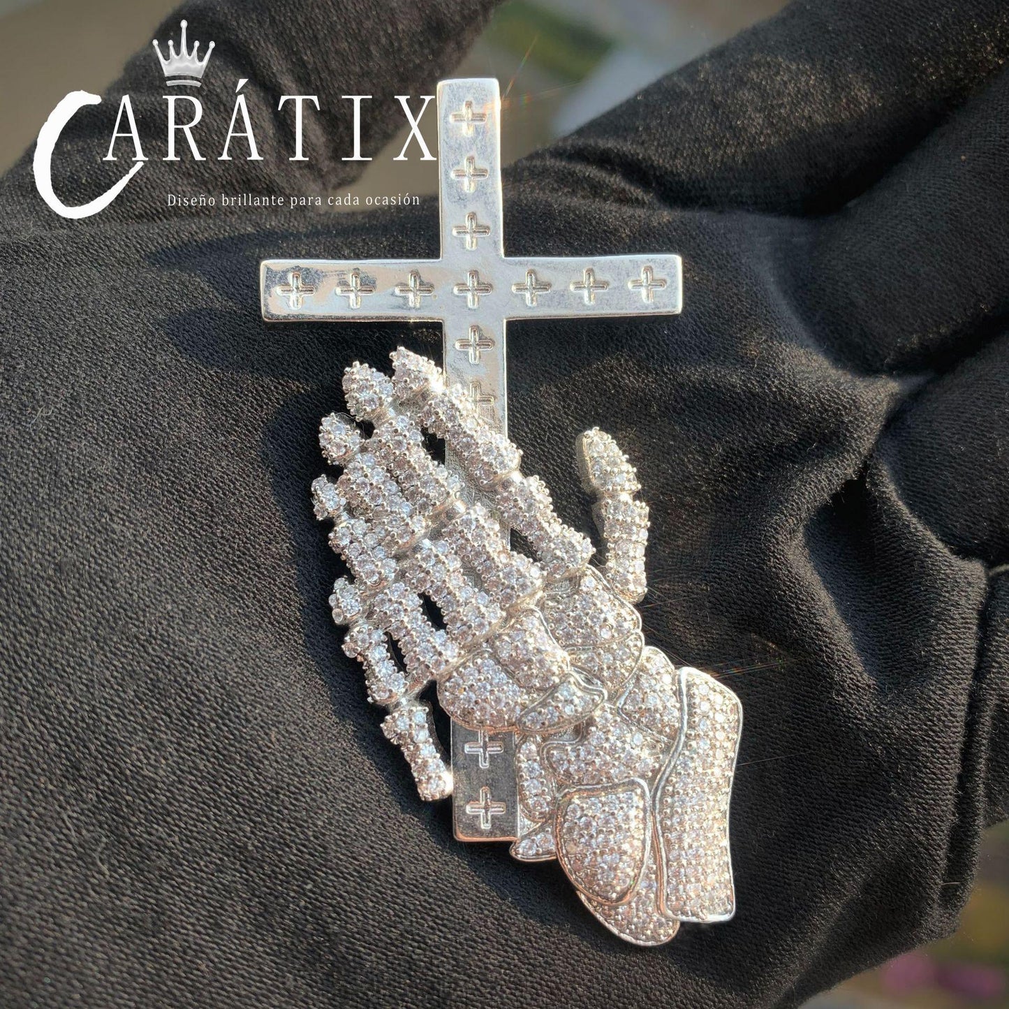 Hip Hop Iced Out Hand Holding Cross Pendant | Unique Trendy Jewelry - CaratixJewelry