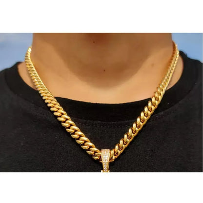 Hip Hop Jesus Clover Pendant Necklace – Iced Out Zircon Cross Design for Men | Trendy Street Style Jewelry - CaratixJewelry