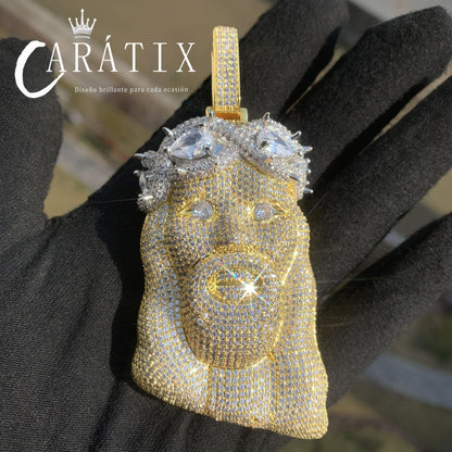 Hip Hop Jesus Head Pendant Necklace Iced Out Synthetic Moissanite - CaratixJewelry