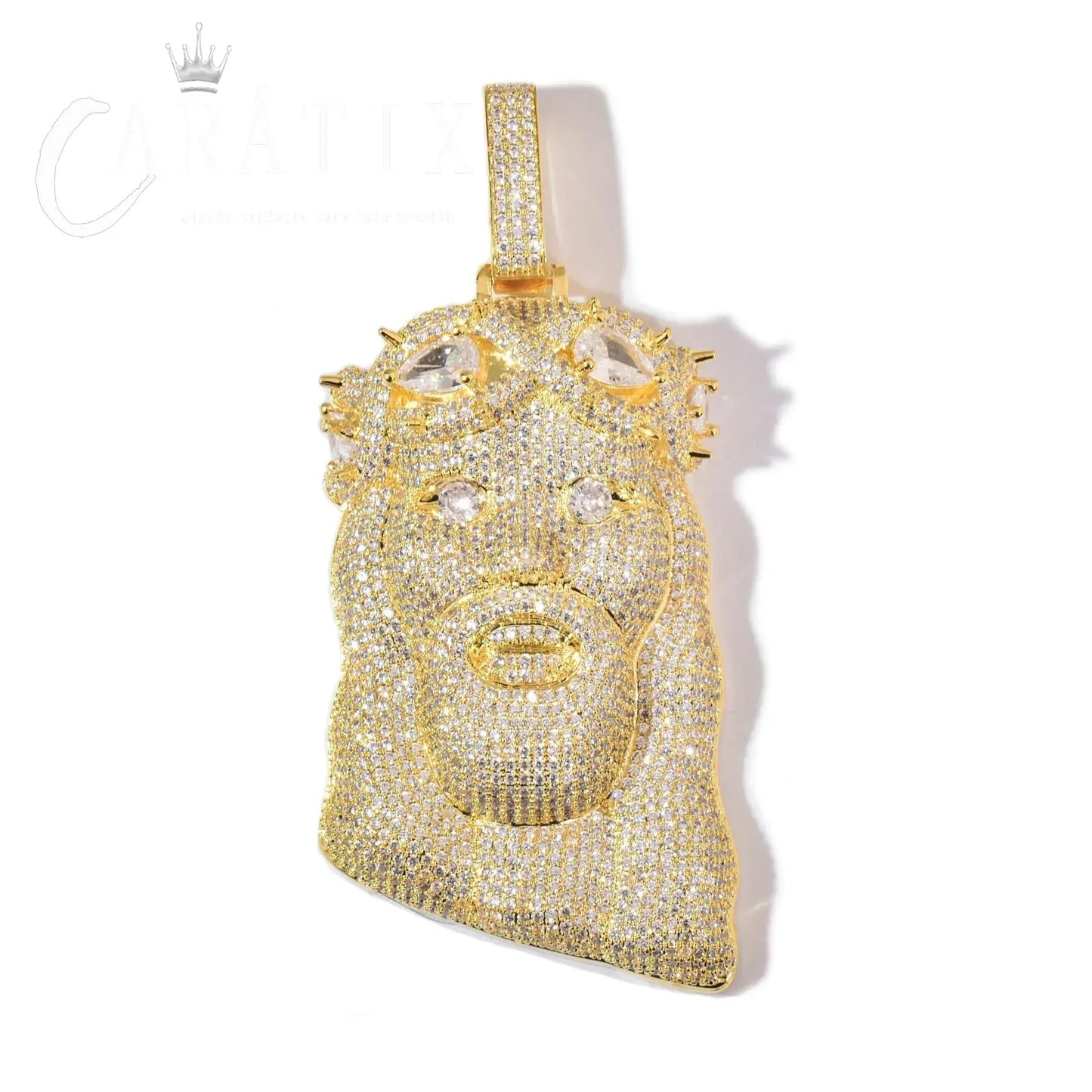 Hip Hop Jesus Head Pendant Necklace Iced Out Synthetic Moissanite - CaratixJewelry
