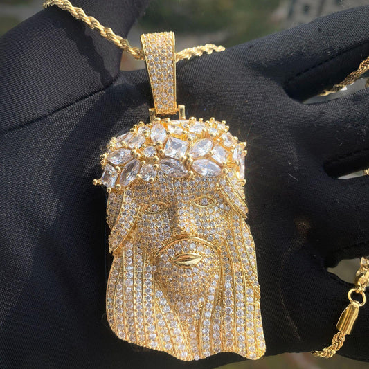Hip Hop Jesus Pendant Necklace Iced Out Zircon Street Style Jewelry - CaratixJewelry