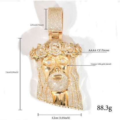 Hip Hop Jesus Rose Pendant Necklace Iced Out Zircon Street Style - CaratixJewelry