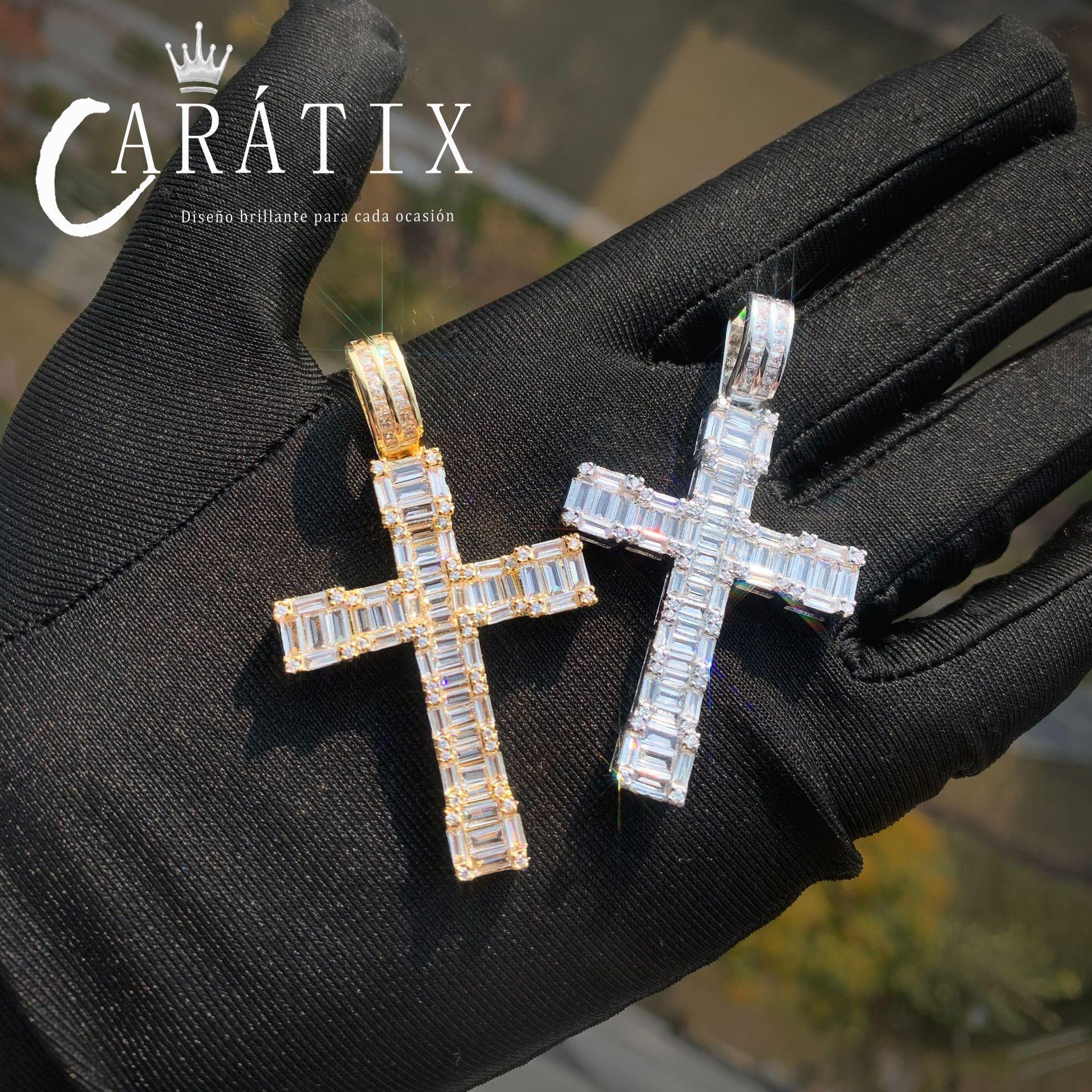 Hip Hop Rectangular Cross Pendant Necklace | CZ Copper Jewelry - CaratixJewelry
