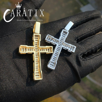 Hip Hop Rectangular Cross Pendant Necklace | CZ Copper Jewelry - CaratixJewelry