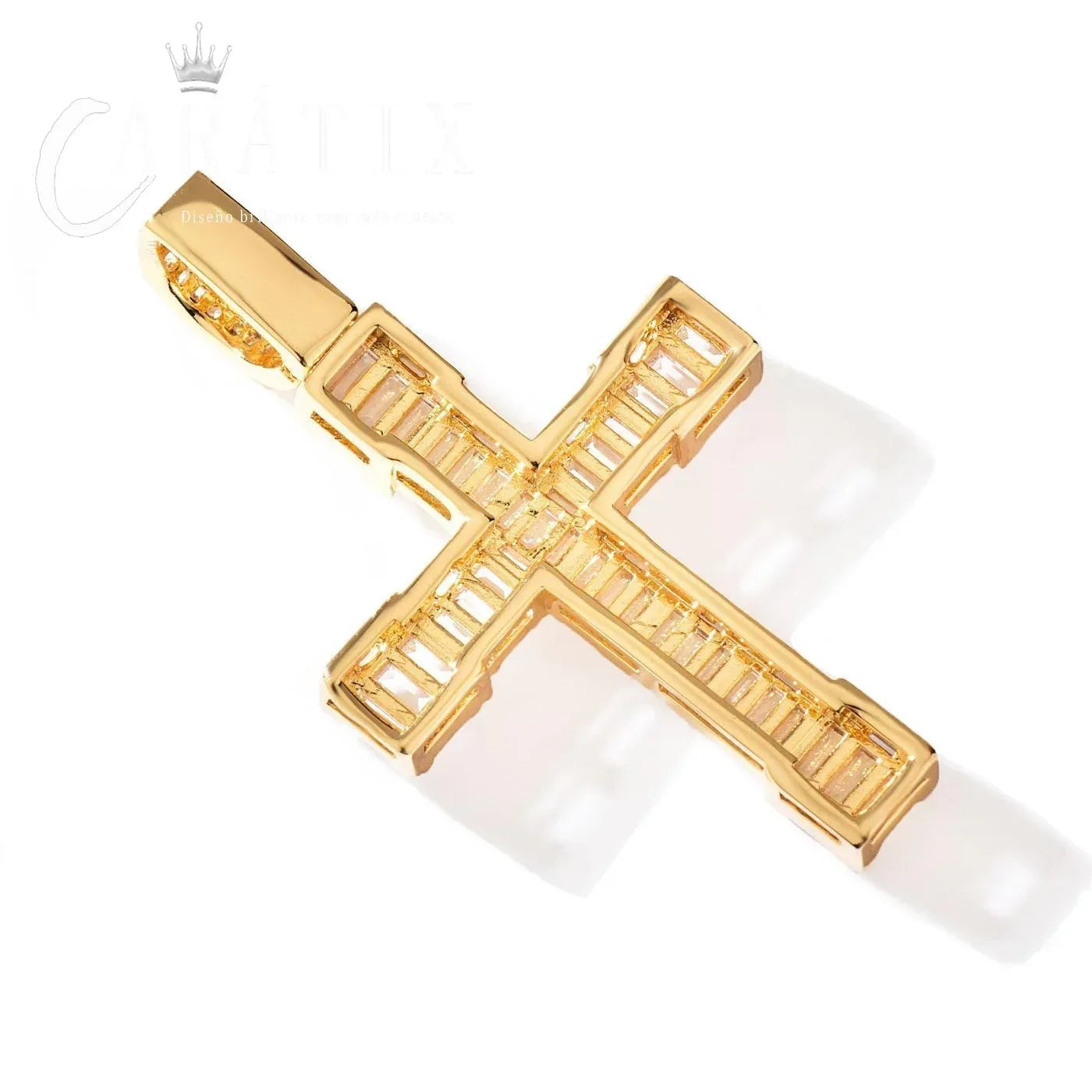 Hip Hop Rectangular Cross Pendant Necklace | CZ Copper Jewelry - CaratixJewelry
