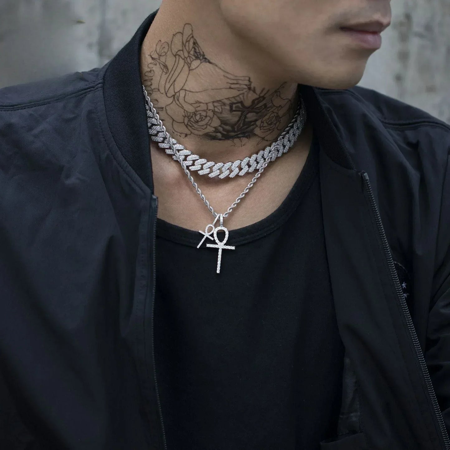 Hip-Hop S925 Silver D Color Moissanite 1.1MM Cross Pendant Necklace - CaratixJewelry