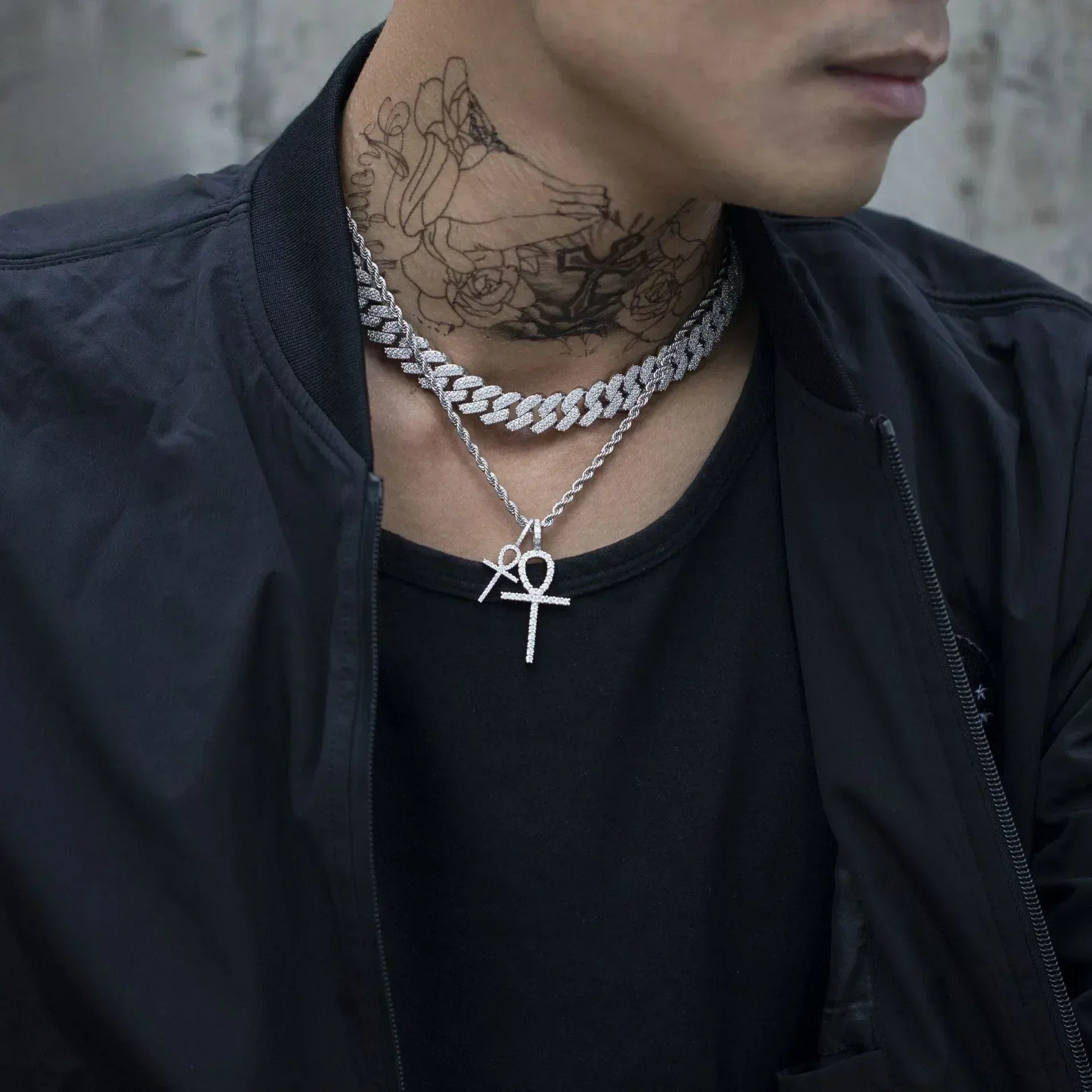 Hip-Hop S925 Silver D Color Moissanite 1.1MM Cross Pendant Necklace - CaratixJewelry