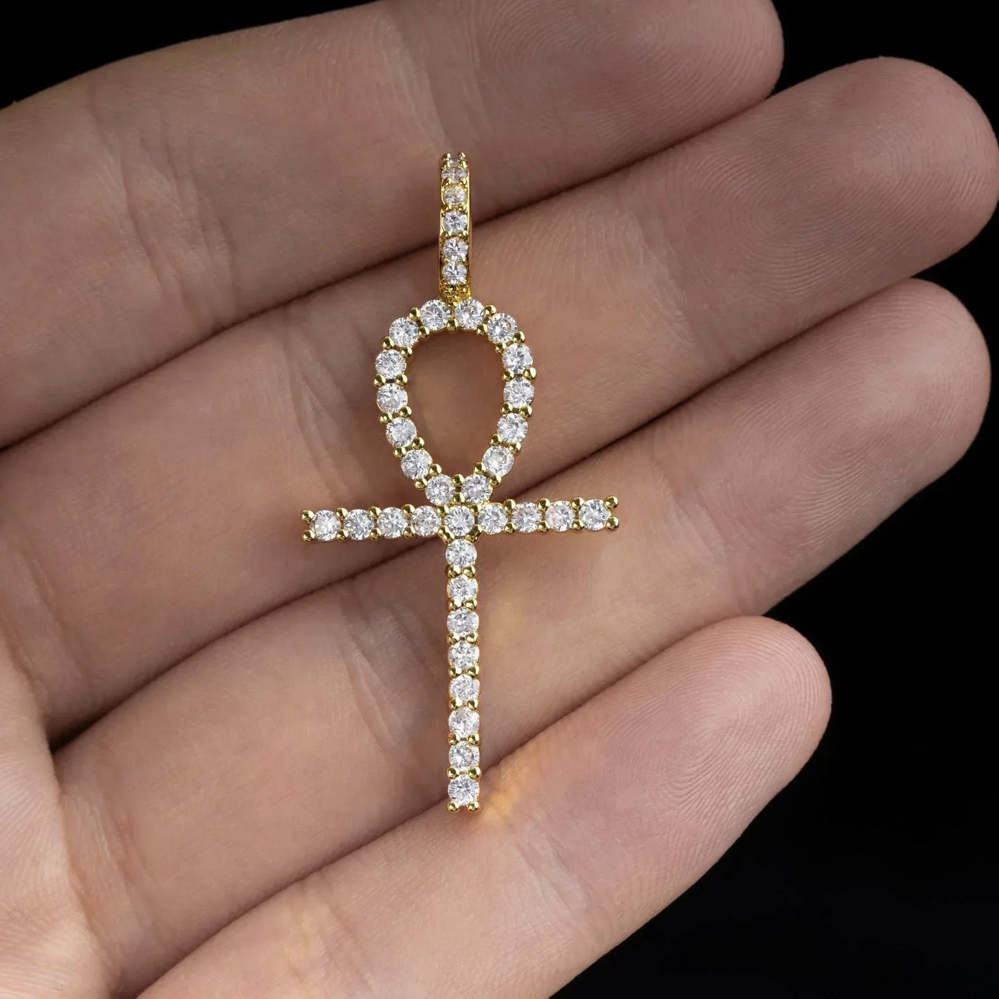 Hip-Hop S925 Silver D Color Moissanite 1.1MM Cross Pendant Necklace - CaratixJewelry