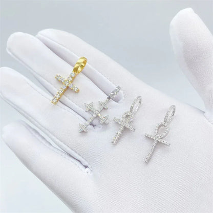Hip-Hop S925 Silver D Color Moissanite 1.6MM Cross Pendant Necklace - CaratixJewelry