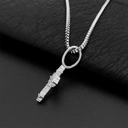 Hip-Hop S925 Silver D Color Moissanite 1.6MM Cross Pendant Necklace - CaratixJewelry