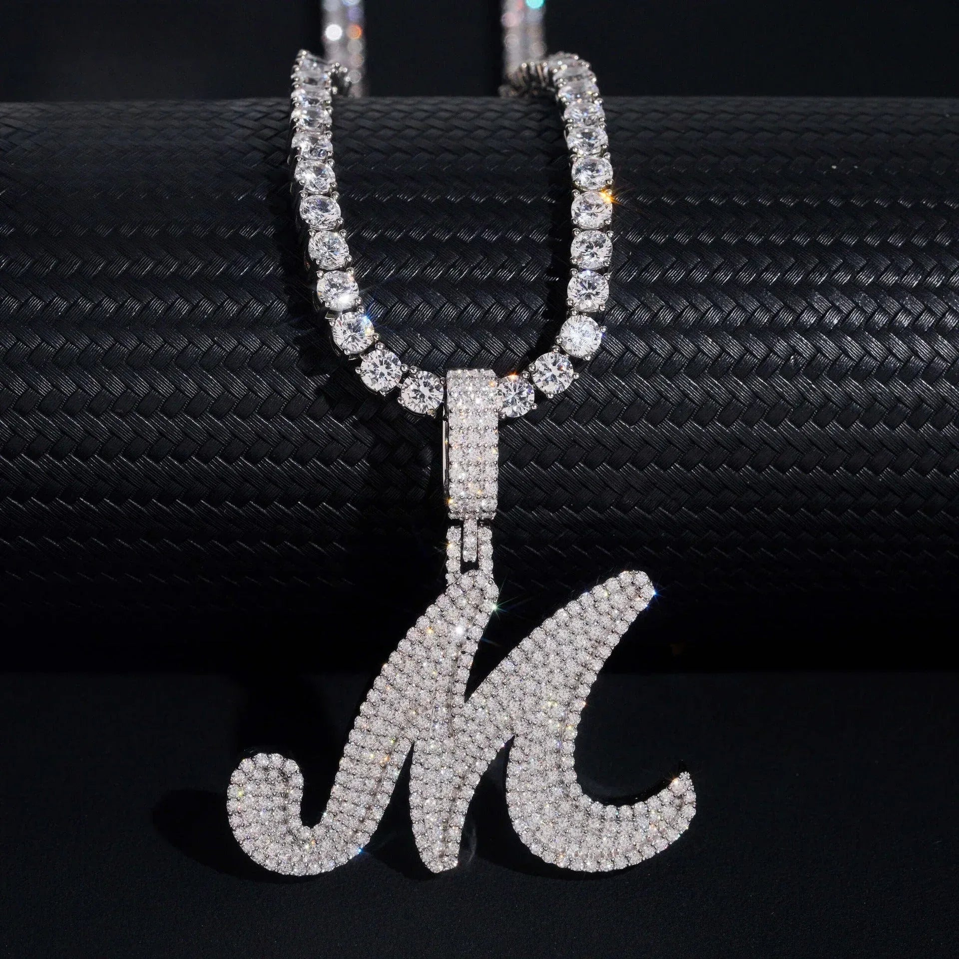 Hip-Hop S925 Silver D Color Moissanite Letter Pendant – Fits Tennis Chain Necklace, Trendy Jewelry - CaratixJewelry