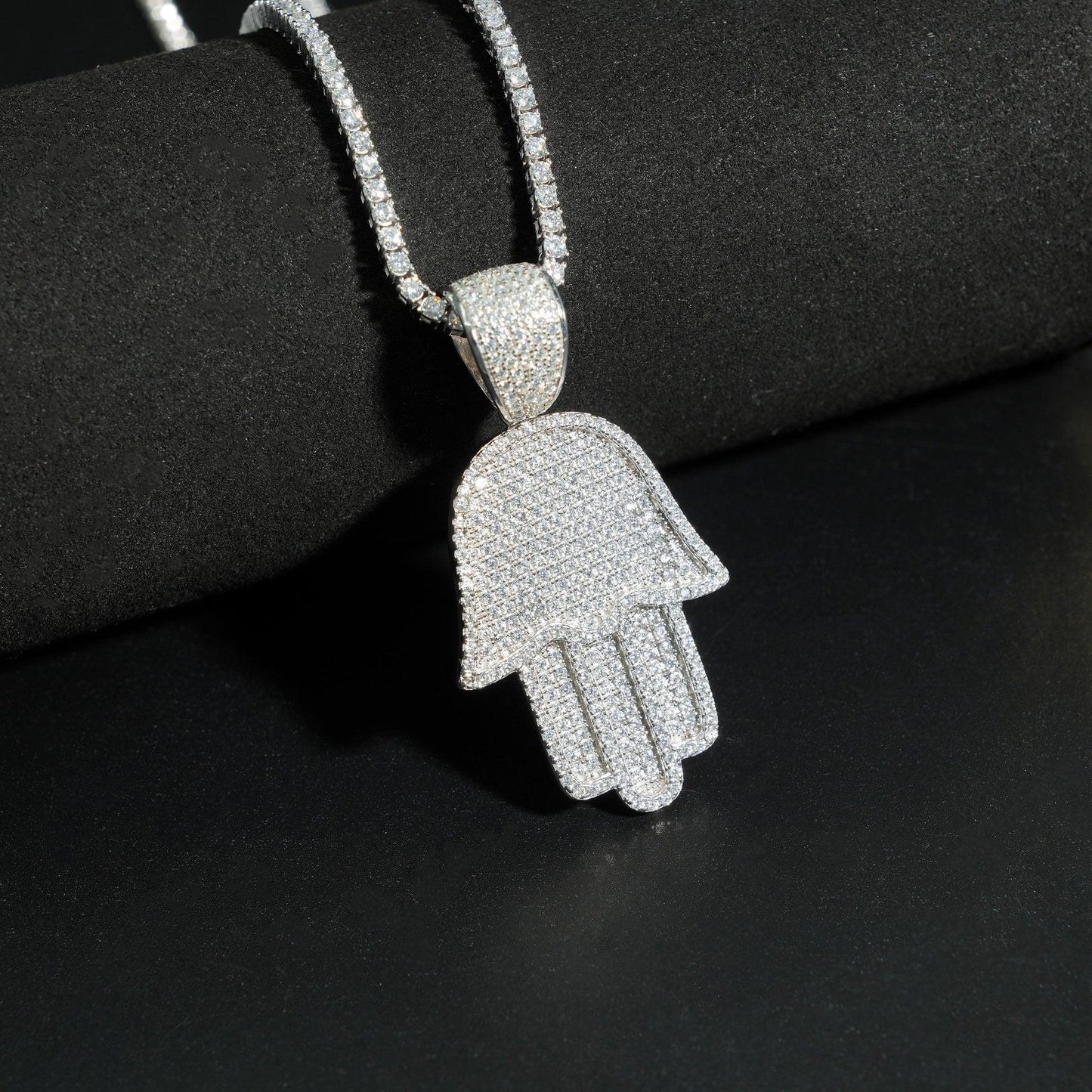 Hip-Hop S925 Silver Fully Iced D Color Moissanite Hand Pendant – Single Pendant with G Certificate - CaratixJewelry