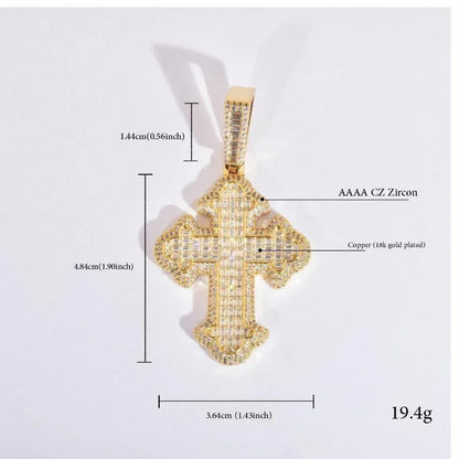Hip Hop Square Cross Pendant Necklace |Moissanite Iced Out - CaratixJewelry