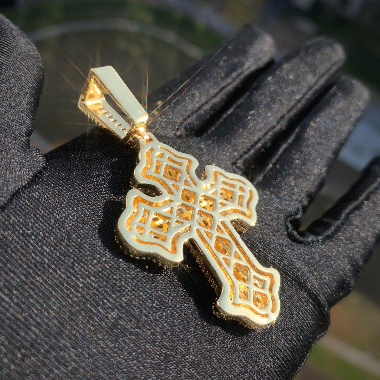 Hip Hop Square Cross Pendant Necklace | Moissanite Iced Out - CaratixJewelry