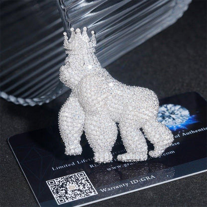 Iced-Out Animal Pendant – Full Pave Moissanite 925 Sterling Silver Men’s Hip Hop Streetwear Necklace - CaratixJewelry