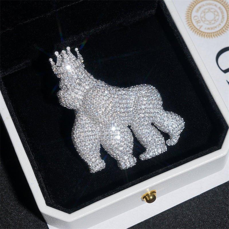 Iced-Out Animal Pendant – Full Pave Moissanite 925 Sterling Silver Men’s Hip Hop Streetwear Necklace - CaratixJewelry