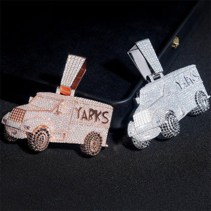 Iced-Out Car Pendant – VVS Moissanite Fully Paved 925 Sterling Silver Gold-Plated Hip Hop Jewelry - CaratixJewelry