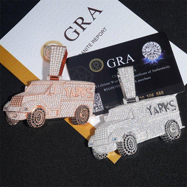 Iced-Out Car Pendant – VVS Moissanite Fully Paved 925 Sterling Silver Gold-Plated Hip Hop Jewelry - CaratixJewelry