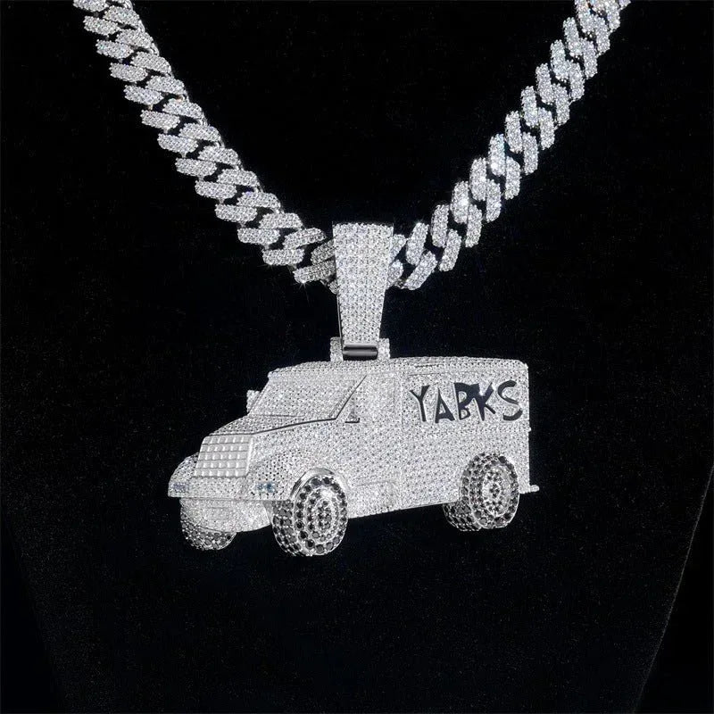 Iced-Out Car Pendant – VVS Moissanite Fully Paved 925 Sterling Silver Gold-Plated Hip Hop Jewelry - CaratixJewelry