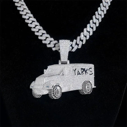 Iced-Out Car Pendant – VVS Moissanite Fully Paved 925 Sterling Silver Gold-Plated Hip Hop Jewelry - CaratixJewelry