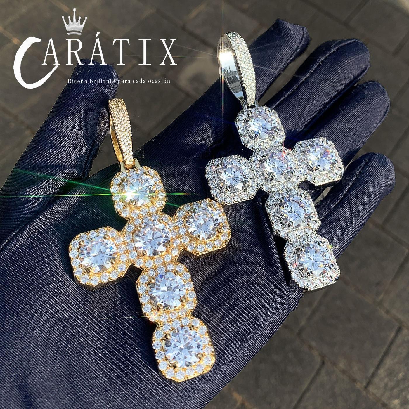 Iced Out Cross Necklace for Men & Women | CZ Copper Pendant - CaratixJewelry