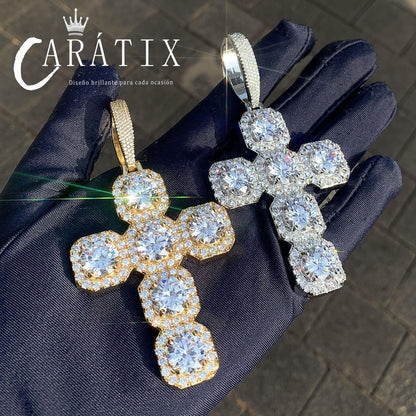Iced Out Cross Necklace for Men & Women | CZ Copper Pendant - CaratixJewelry