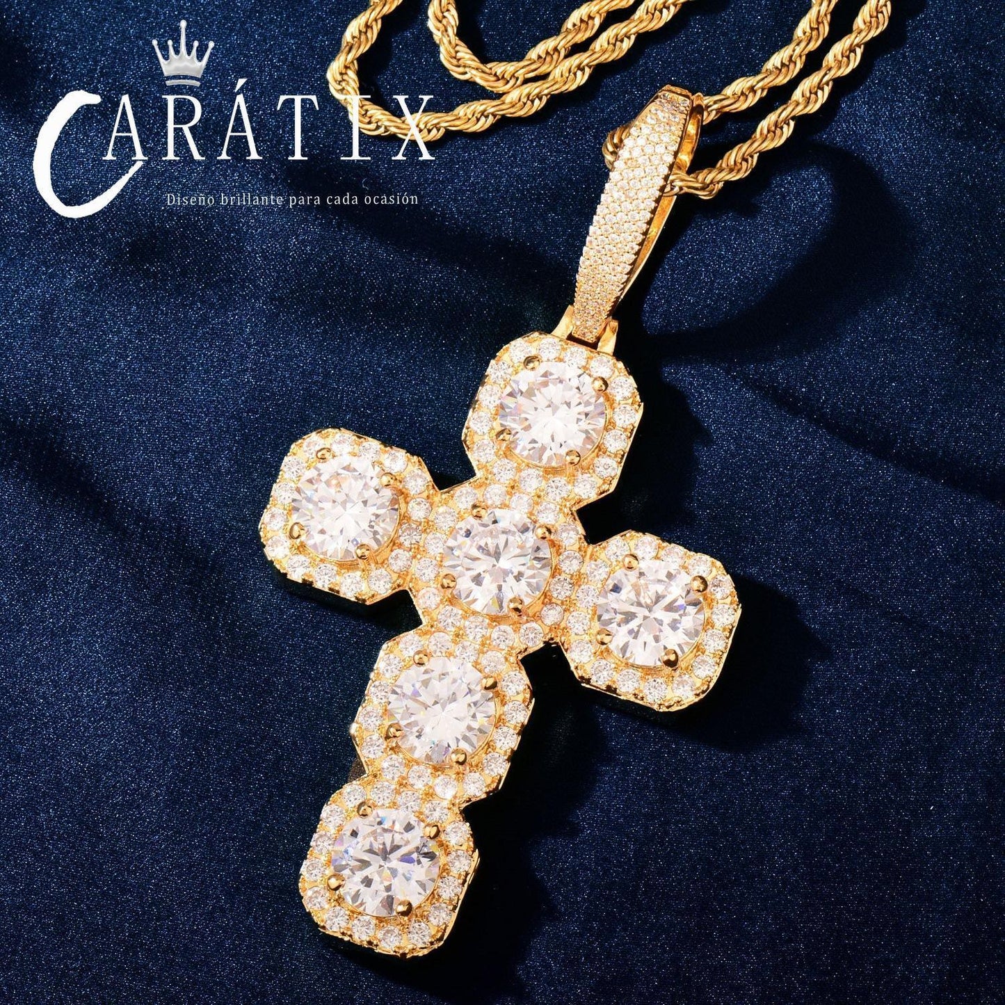 Iced Out Cross Necklace for Men & Women | CZ Copper Pendant - CaratixJewelry