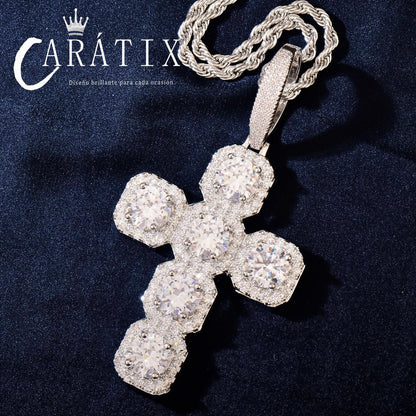 Iced Out Cross Necklace for Men & Women | CZ Copper Pendant - CaratixJewelry