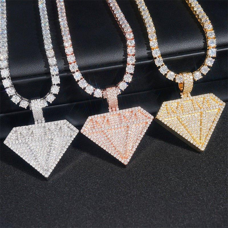 Iced-Out D Color Moissanite Pendant – Full Pave 925 Sterling Silver Hip Hop Streetwear Jewelry - CaratixJewelry