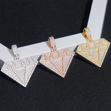 Iced-Out D Color Moissanite Pendant – Full Pave 925 Sterling Silver Hip Hop Streetwear Jewelry - CaratixJewelry