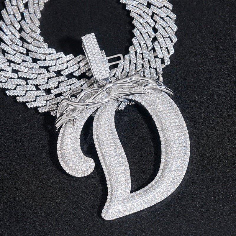 Iced-Out Letter Pendant – D Color VVS Moissanite 925 Sterling Silver Hip Hop Necklace - CaratixJewelry