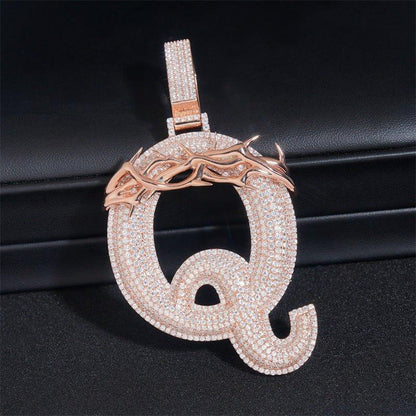 Iced-Out Letter Q Pendant – Full Pave Moissanite 925 Sterling Silver Hip Hop Jewelry - CaratixJewelry