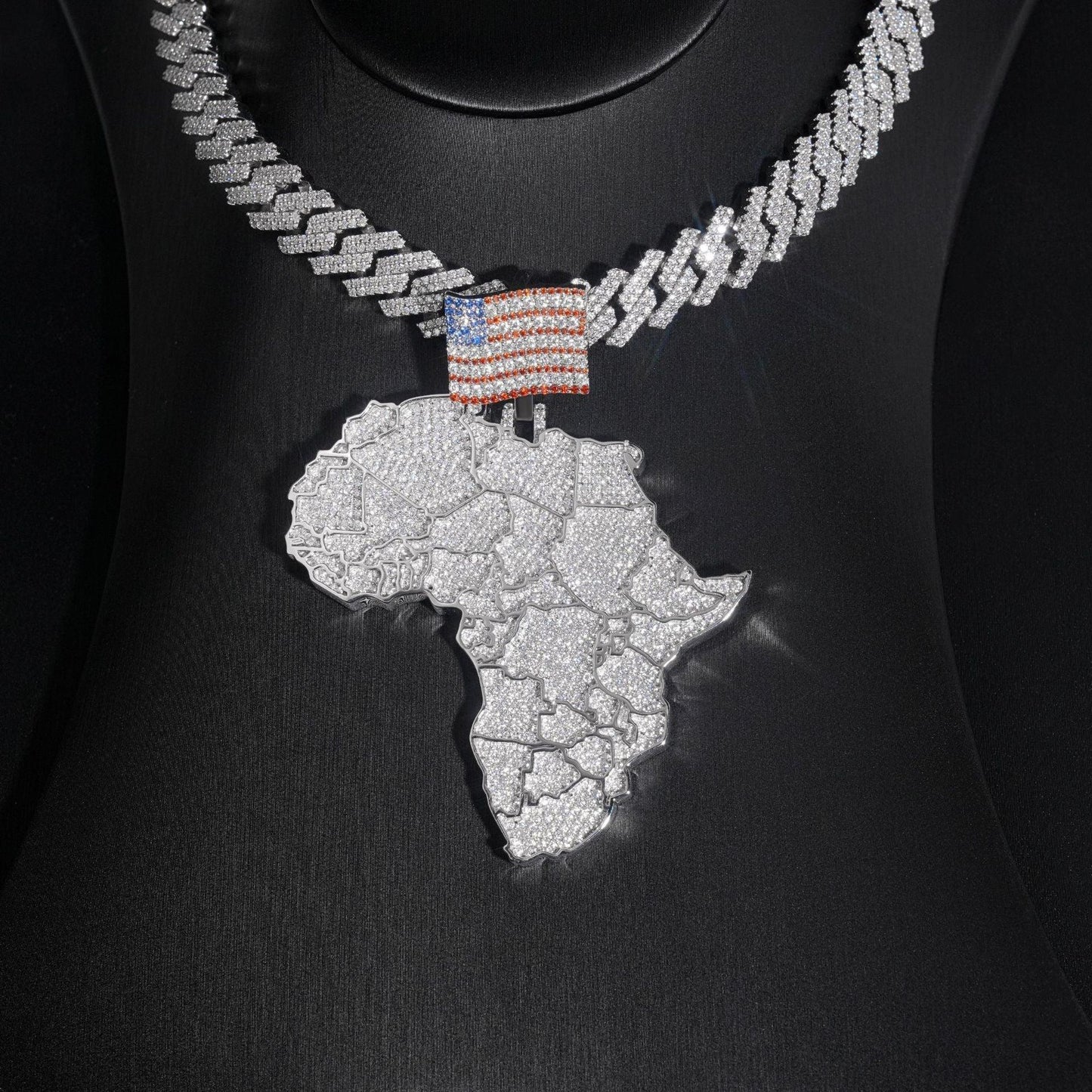 Iced-Out Map Pendant – D Color Moissanite Full Pave 925 Sterling Silver Hip Hop Streetwear Jewelry - CaratixJewelry