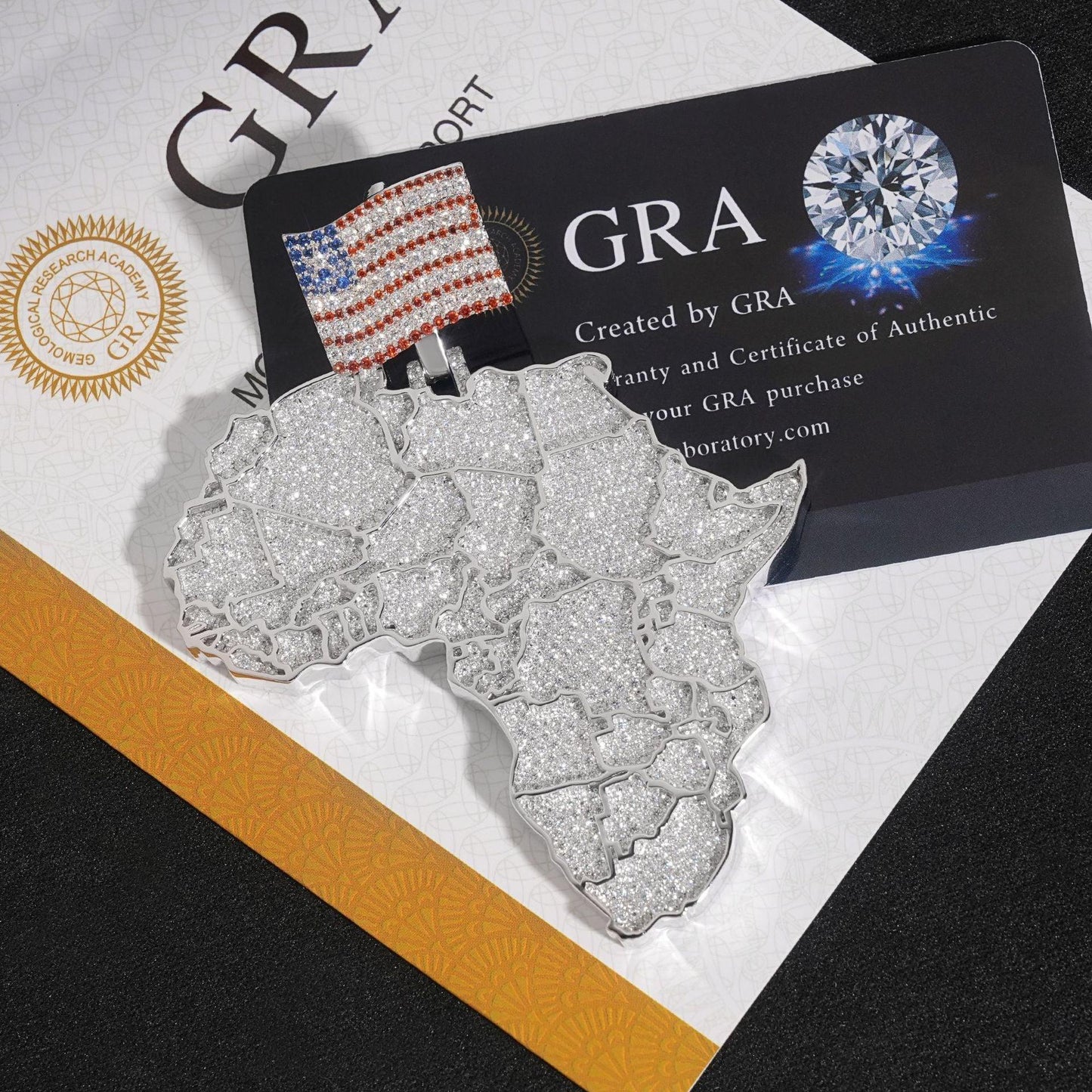 Iced-Out Map Pendant – D Color Moissanite Full Pave 925 Sterling Silver Hip Hop Streetwear Jewelry - CaratixJewelry