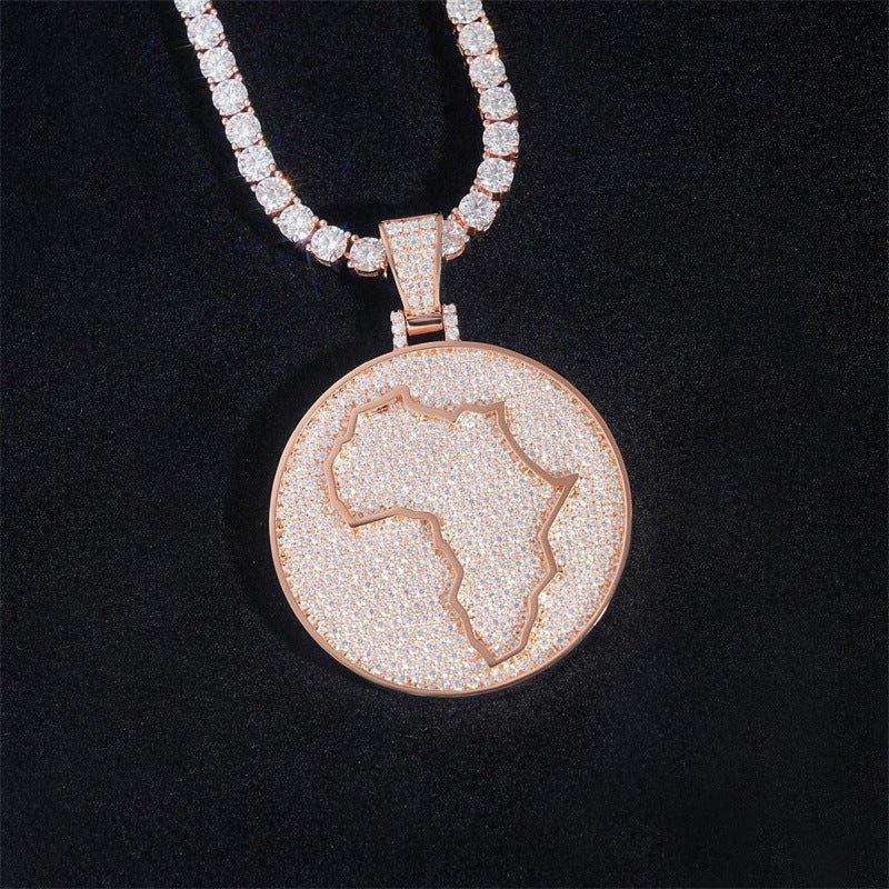 Iced-Out Map Pendant – Full Pave Moissanite 925 Sterling Silver Hip Hop Streetwear Necklace - CaratixJewelry