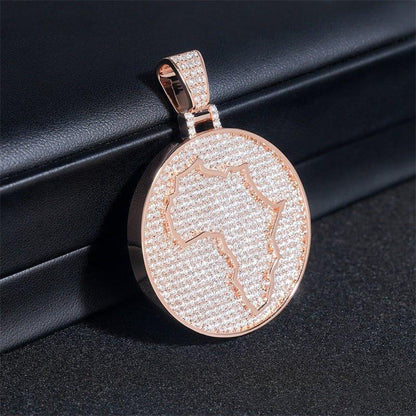 Iced-Out Map Pendant – Full Pave Moissanite 925 Sterling Silver Hip Hop Streetwear Necklace - CaratixJewelry