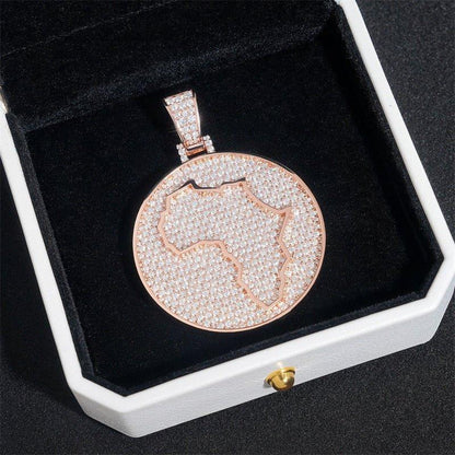 Iced-Out Map Pendant – Full Pave Moissanite 925 Sterling Silver Hip Hop Streetwear Necklace - CaratixJewelry