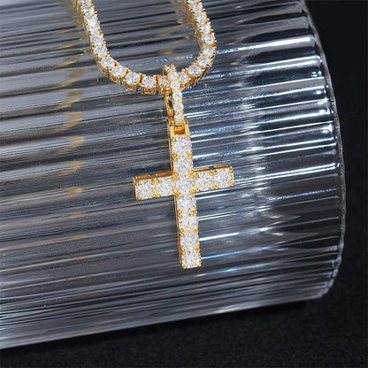 Iced-Out Moissanite Cross Pendant – Full Pave 925 Sterling Silver Hip Hop Jewelry - CaratixJewelry