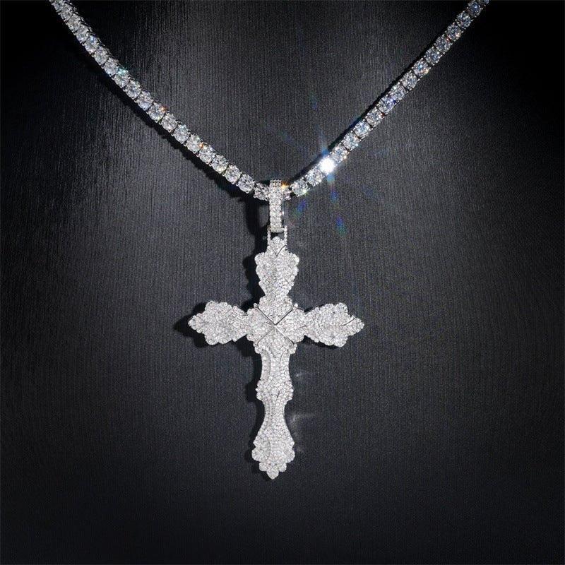 Iced-Out Moissanite Cross Pendant – New 925 Sterling Silver Full Pave Hip Hop Necklace - CaratixJewelry
