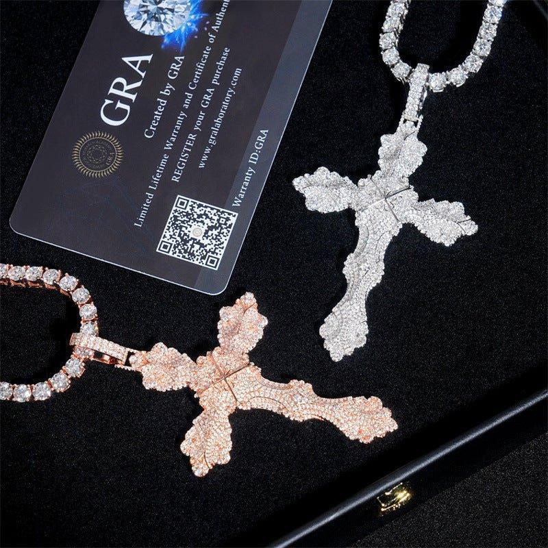 Iced-Out Moissanite Cross Pendant – New 925 Sterling Silver Full Pave Hip Hop Necklace - CaratixJewelry