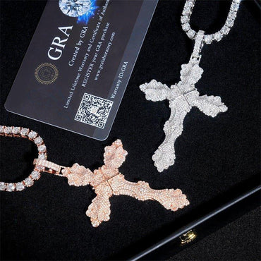 Iced-Out Moissanite Cross Pendant – New 925 Sterling Silver Full Pave Hip Hop Necklace - CaratixJewelry