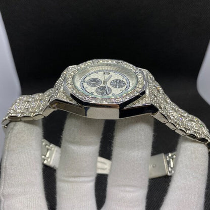 Date Blacked Chronograph Iced Out Diamond Watch – Luxury Hip Hop Style